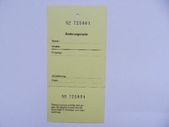 100 Stück Änderunskarten / Reperaturkarte gelb  für Business