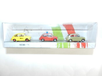 Wiking / Blackstar BS00050 Fiat 600 3er Set Agip / beige-grün / Policia - Polizei