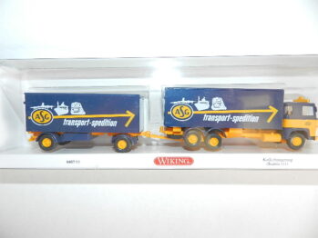 Wiking  0457 03 Scania 111 Koffer-Hängerzug ASG