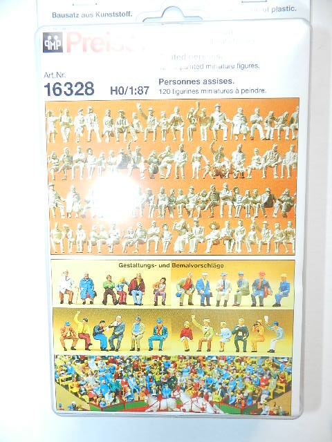 120 unbemalte Figuren H0 Preiser 16328 Sitzende Personen