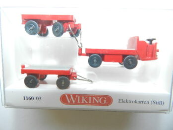 Wiking  1160 03 Elektrokarren Still mit 2 Anhänger rot 116003