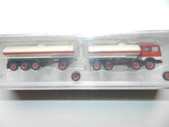 Brekina 58550 Fiat 691 Millepiedi Tank-Lastzug rot / weiß