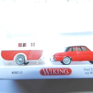 Wiking 00202 03 Ford Taunus 12M mit Wohnwagen 020203