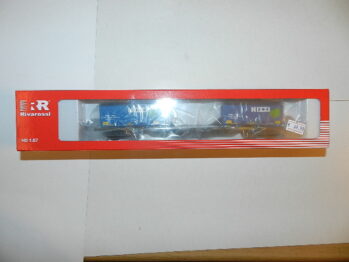 Rivarossi HR6615 - FS CEMAT, 4-achs. Containerwagen Sgns, beladen mit 2 x 20' Coil-Container „Nizzi", Ep. V-VI