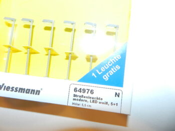 Viessmann 64976 Straßenleuchte modern, LED weiß, 5+1 Spur N