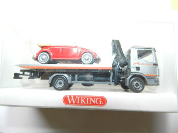 Wiking 0636 06 MAN TGL Euro 6  Abschleppwagen  beladen mit Käfer Cabrio rot 063606
