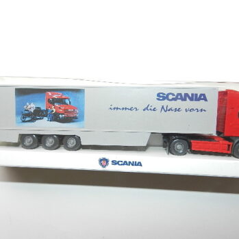 Wiking 54685  Scania 144 L  Topline Koffersattelzug Werbemodell immer die Nase vorn