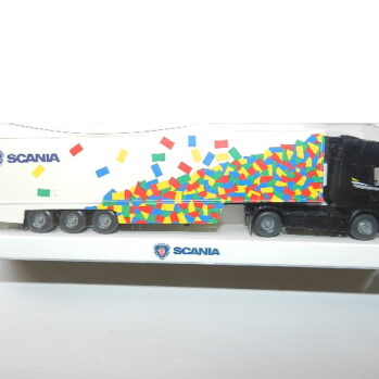 Wiking 52584  Scania 144 L  Topline Kühlkoffersattelzug Werbemodell BUNTE WÜRFEL