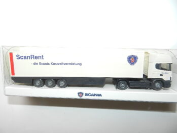 Wiking 54693  Scania 144 L  Topline Koffersattelzug Werbemodell ScanRent