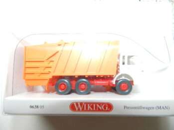 Wiking 0638 05 Pressmüllwagen (MAN) - weiß/kommunalorange 063805