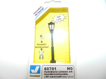 Viessmann 60701 H0 Parklaterne schwarz mit Kontaktstecksockel, LED warmweiß