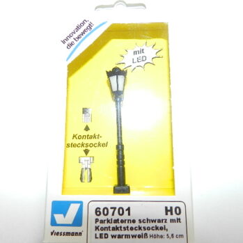 Viessmann 60701 H0 Parklaterne schwarz mit Kontaktstecksockel, LED warmweiß