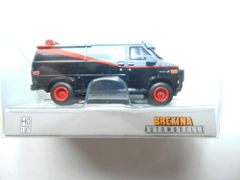 Brekina 18250 GMC Vandura, schwarz/rot, 1983 Filmauto "A-Team"
