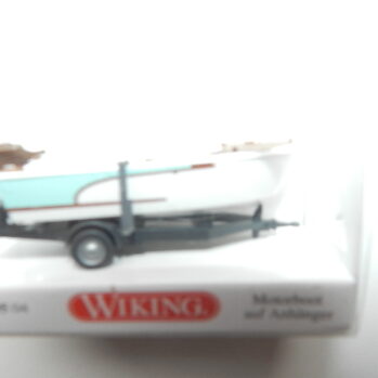 Wiking 0095 04 Motorboot auf Anhänger weiß/braun 009504