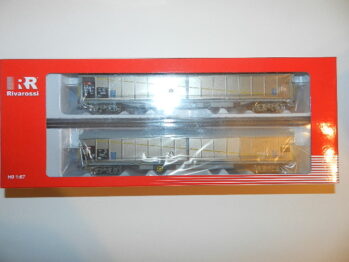 Rivarossi HR6650 - SBB, 2-tlg. Set 4-achs. Schiebewandwagen der Bauart Habils in Flickenfarbgebung, Ep. V