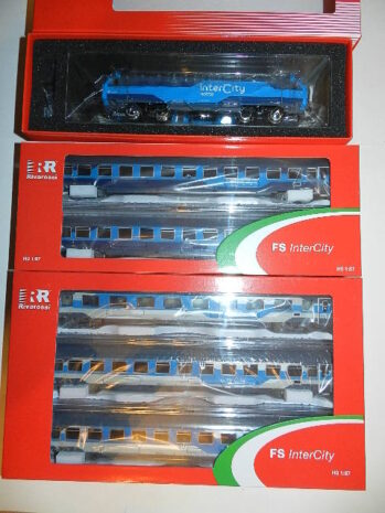 Rivarossi HR2982 + HR 4408 + Hr4407 FS Elektrolokomotive E.402B  2er + 3er Set Personenwagen 'Intercity', FS, Ep.V-VI