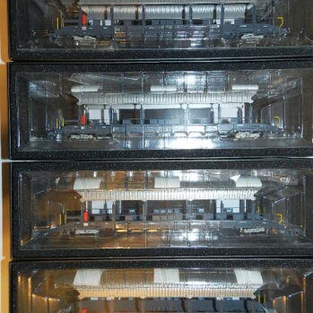 nme 538612 /13 / 14 /15 - Autotransport-Mittelwagen, überdacht, BLS, Ep.VI