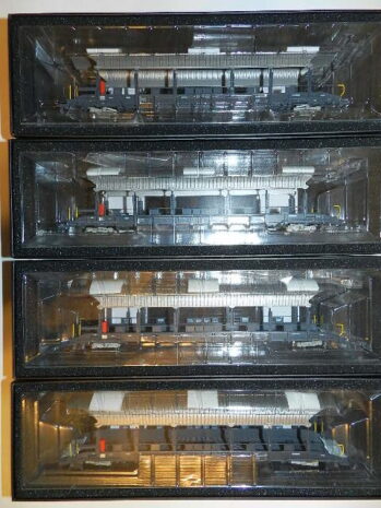 nme 538612 /13 / 14 /15 - Autotransport-Mittelwagen, überdacht, BLS, Ep.VI