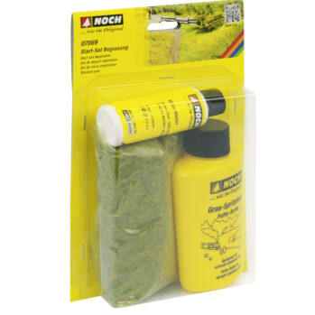 NOCH 07069 - Start-Set Begrasung Gras-Spritzdose, 40g Streugras „Sommerwiese“ 2,5 mm, 50g Gras-Kleber