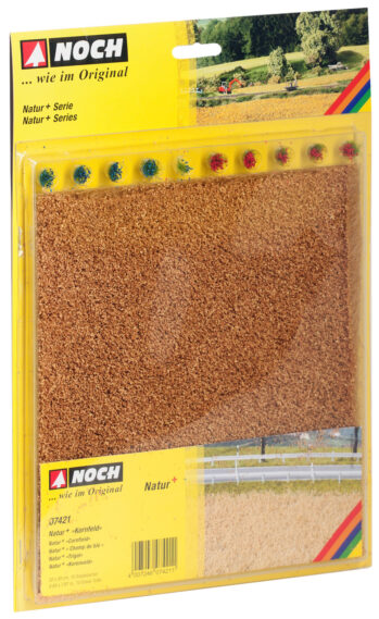 NOCH 07421 - Natur+ “Kornfeld” extra-lange kornfarbene Fasern einfarbig mit goldenen Spitzen 22 x 20 cm, 10 Grasbüschel