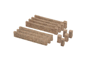 NOCH 13172 - Gartenmauer 12 Teile, Gesamtlänge 71 cm, Mauerhöhe 1,5 cm, Pfeilerhöhe 1,9 cm