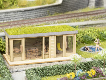 NOCH 14397 - Sauna mit Ausblick (ohne Figuren), 8,9 x 4,3 cm, 3,5 cm hoch