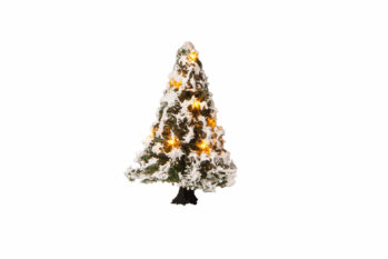 NOCH 22110 - Beleuchteter Weihnachtsbaum verschneit, mit 10 LEDs, 5 cm hoch