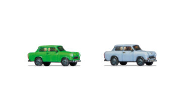 NOCH 44601 - Trabant 601 2 Stück, blau und grün