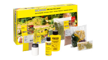 NOCH 60801 - Basic-Paket “Basteln” Inhalt: 250 g Gleisschotter 100 g Boden-Strukturpaste, grau 250 g Water-Drops 50 g Gras-Kleber Gras-Spritzdose 40 g Streugras "Sommerwiese" (Länge de…