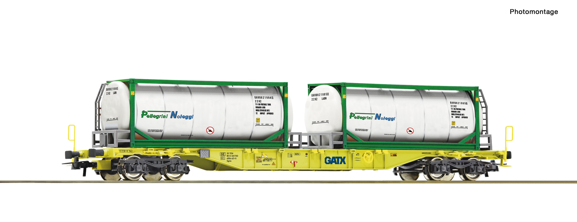 トイガン RocoP+ Roco 6600279 – Containertragwagen GATX+Pellegrini Tankcontainer