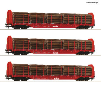 Roco 6600318 - 3er Set Rungenwagen Rnoos OnRail rot