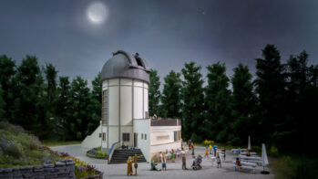 NOCH 66837 - micro-motion Sternwarte Laser-Cut Bausatz Sternwarte Planeten Projektor micro-motion Antrieb für Kuppel und Teleskop 6 exklusive, farbig gedruckte Figuren mit 2 Katzen Numme…