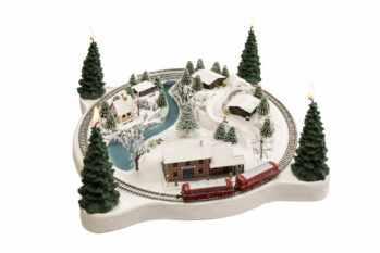 NOCH 88063 - Adventskranz “Winterzauber” 35 x 35 cm, ca. 15 cm hoch, Wintergelände aus Struktur-Hartschaum, mit Märklin® mini-club Spur-Z-Gleisen, fahrfertig montiert, ausgeschmückt, beleuch…
