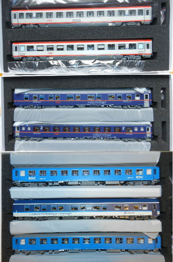 LS Models LS97033 LS98030 - 7er Set Nachtzugwagen ÖBB NJ, Ep.VI, NJ408, Set I + II - Lemke-Sonderserie