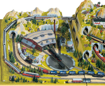 NOCH 80120 - Anbauteil links “Drehscheibe” 100 x 140 cm, ca. 26 cm hoch Aufbau in Spur HO: Märklin ® Metall- / Kunststoff- / C-Gleis, Fleischmann ® Modell- / Profi-Gleis, Roco ® geoLINE. Aufba…