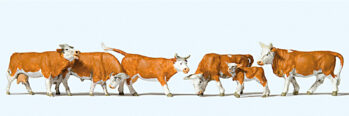 Preiser 10146 - H0 Kühe, braun gefleckt