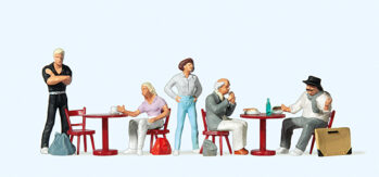 Preiser 10349 - H0 Studenten mit Künstler im Straßencafe