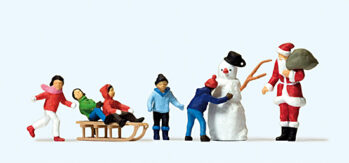 Preiser 10626 - H0 Weihnachtsmann, Kinder, Schneemann