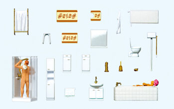 Preiser 10631 - H0 Ehepaar im Bad. Badezimmereinrichtung