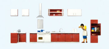 Preiser 10646 - H0 Mutter beim Kochen. Kücheneinrichtung