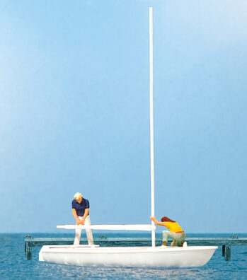 Preiser 10680 - H0 Segler beim Abtakeln. Segelboot "Korsar"