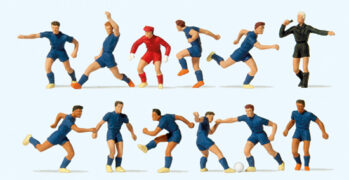Preiser 10759 - H0 Fussballmannschaft.Blaue Trikots und Hosen