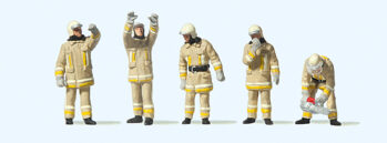 Preiser 10772 - H0 Feuerwehrmänner in moderner Einsatz- kleidung. Uniformfarbe beige.
