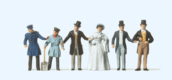 Preiser 12046 - H0 Lokführer. Heizer. Reisende. Um 1847