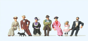 Preiser 12137 - H0 Sitzende Personen (zu Bahnsteigbank). Um 1900