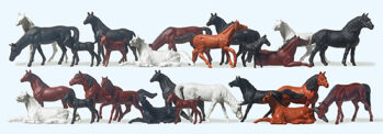 Preiser 14407 - H0 Pferde. 26 Figuren