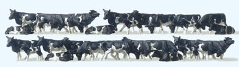 Preiser 14408 - H0 Kühe, schwarz/weiß. 30 Figuren