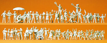 Preiser 16342 - H0 Volksfestbesucher. Schausteller. 60 unbemalte Figuren. Bausatz