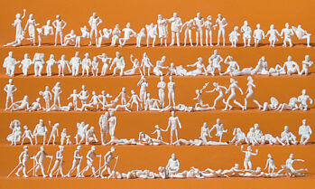 Preiser 16357 - H0 Freizeit am See. 120 unbemalte Miniatur- figuren. Bausatz