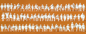Preiser 16358 - H0 Sitzende Personen. 72 unbemalte Miniatur -figuren. Bausatz